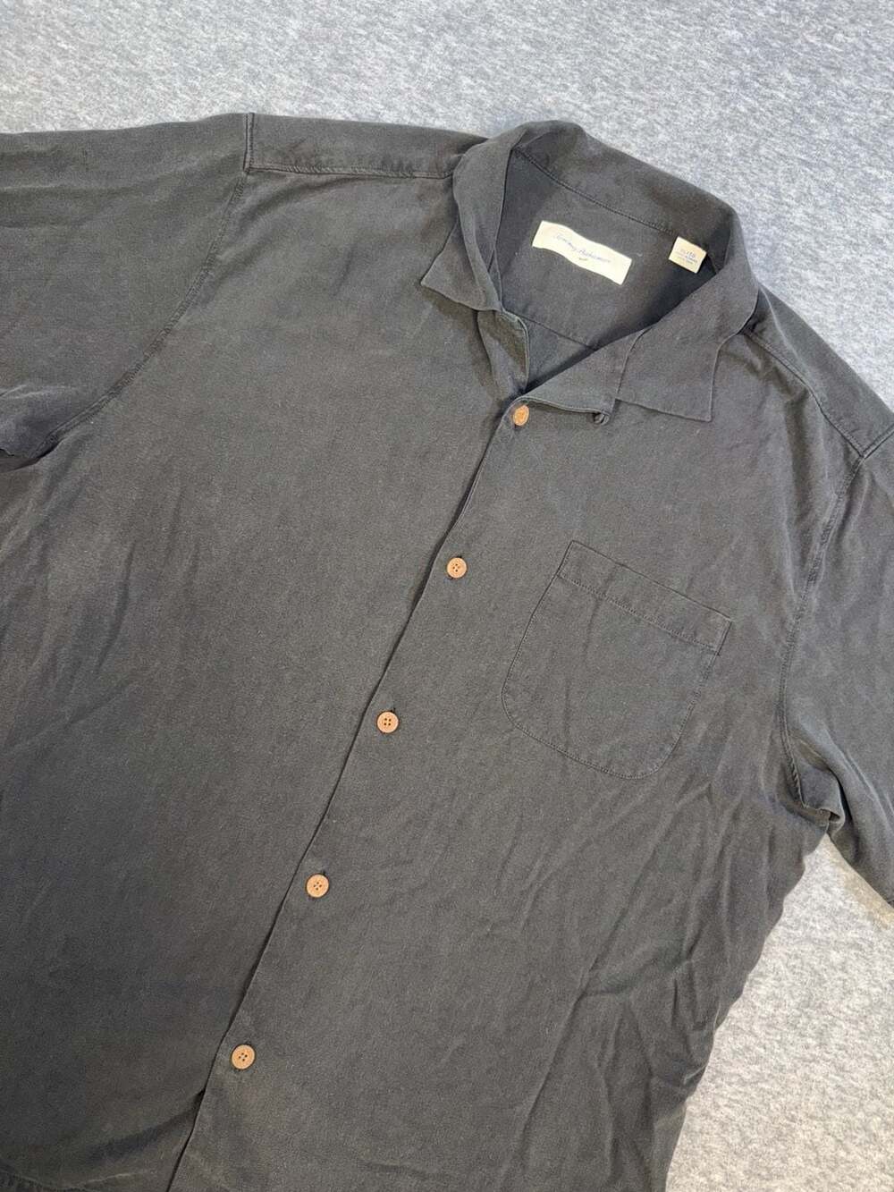 Tommy Bahama 100% Silk Herringbone Short Sleeve Button Down Shirt Size XL